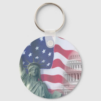 statue of liberty and flag keychain