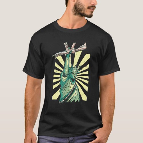 Statue Of Liberty Ar_15 Gun Loving American T_Shirt