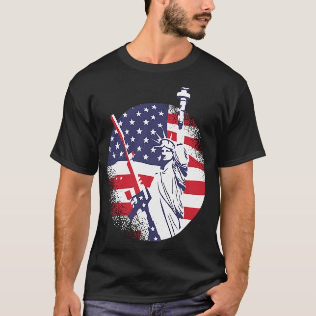 Statue Of Liberty AR 15 Pro Gun Second Amendment U T-Shirt (Front)