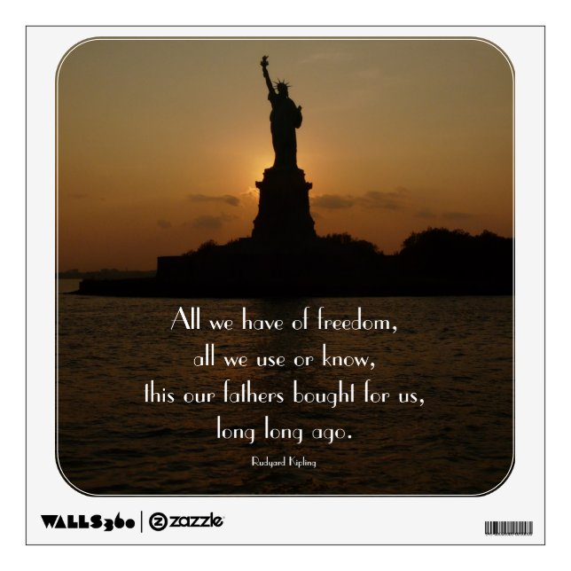Statue of Liberty at Sunset-with Freedom Quote Wall Decal (Front)