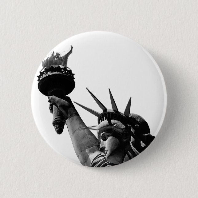 Statue of Liberty Black & White Button (Front)