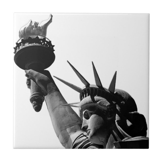 Statue of Liberty Black & White Ceramic Tile (Front)