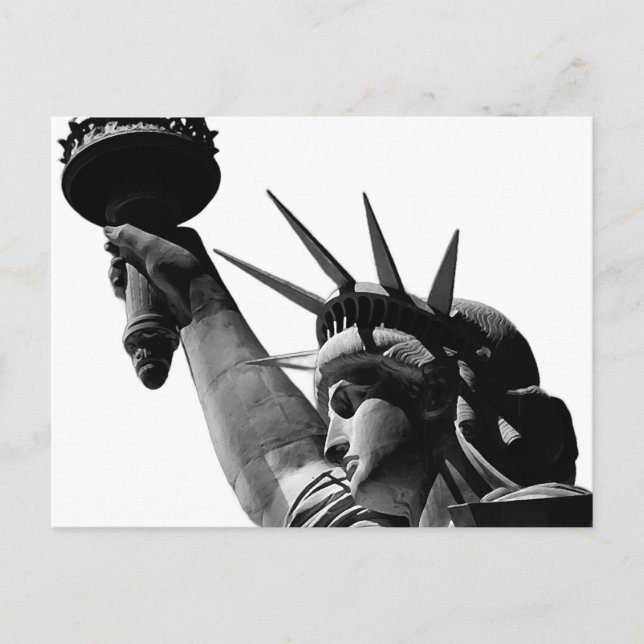 Statue of Liberty Black & White Holiday Postcard (Front)