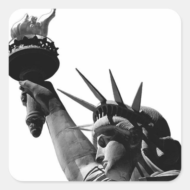 Statue of Liberty Black & White Square Sticker (Front)