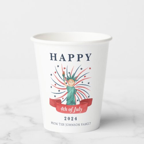 Statue Of Liberty Blue 4th Of July Paper Cups