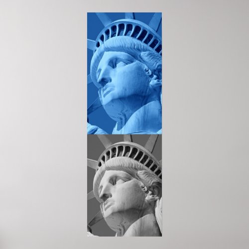 Statue of Liberty Blue Gray Pop Art Poster Print