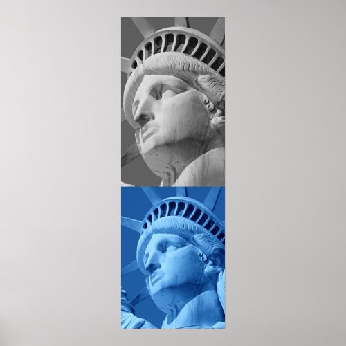 Statue of Liberty Blue Grey Pop Art Poster Print