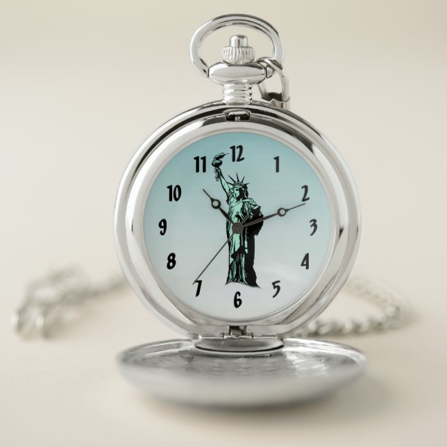 Statue of Liberty Blue Pocket Watch (Inside)