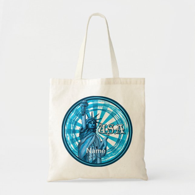Statue Of Liberty Blue USA Tote Bag (Front)