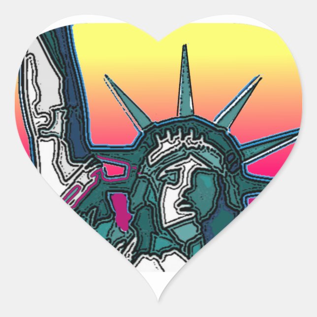 Statue of Liberty - Bright Back Heart Sticker (Front)