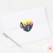 Statue of Liberty - Bright Back Heart Sticker (Envelope)