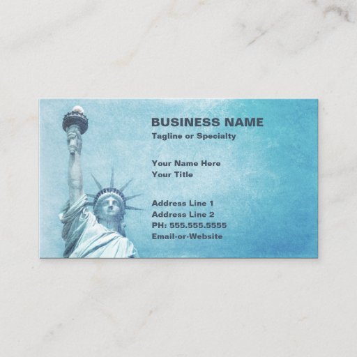 Customizable statue of liberty business cards