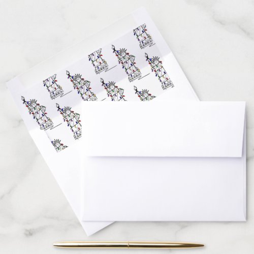 Statue of Liberty Christmas Lights New York City Envelope Liner