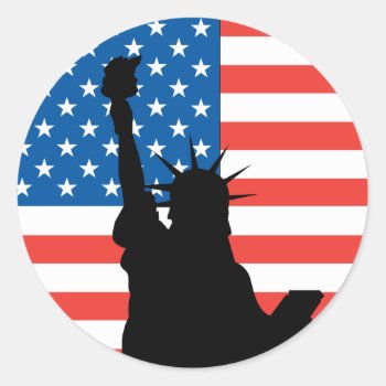 Statue Of Liberty Classic Round Sticker by usatshirts at Zazzle