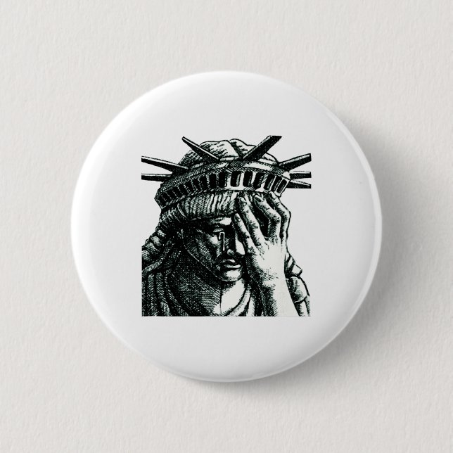 Statue Of Liberty Crying Anti Trump Resist No Musl Button (Front)