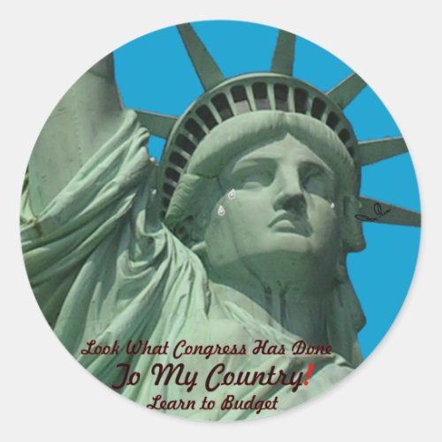 Statue of Liberty Crying Classic Round Sticker