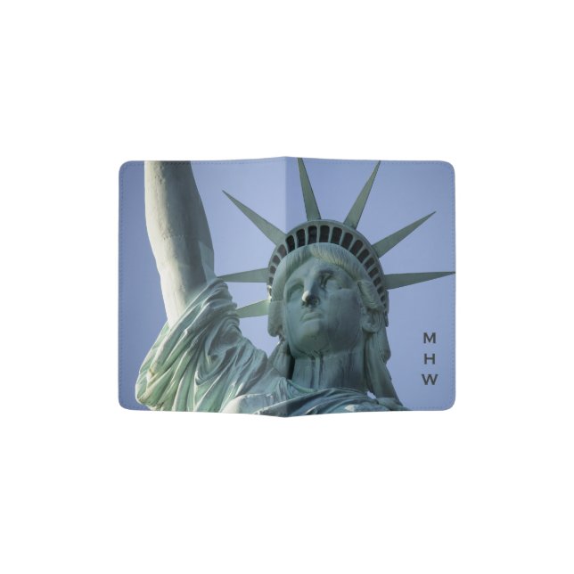 Statue of Liberty custom monogram passport cover (Opened)