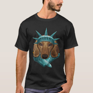 Statue Of Liberty Dachshund 4th Of July Dog USA Am T-Shirt