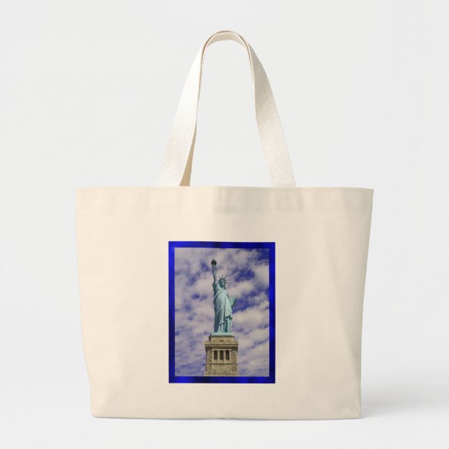 Statue of Liberty, Ellis Island, New York Large Tote Bag (Front)