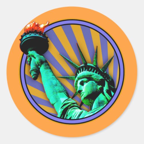 Statue of Liberty Emblem Design Classic Round Sticker