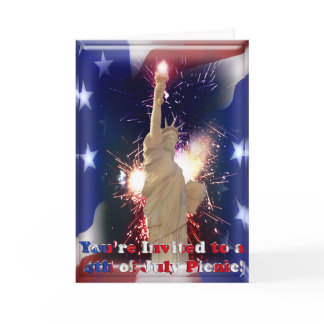 Statue of Liberty, Fireworks & American Flag Invitation