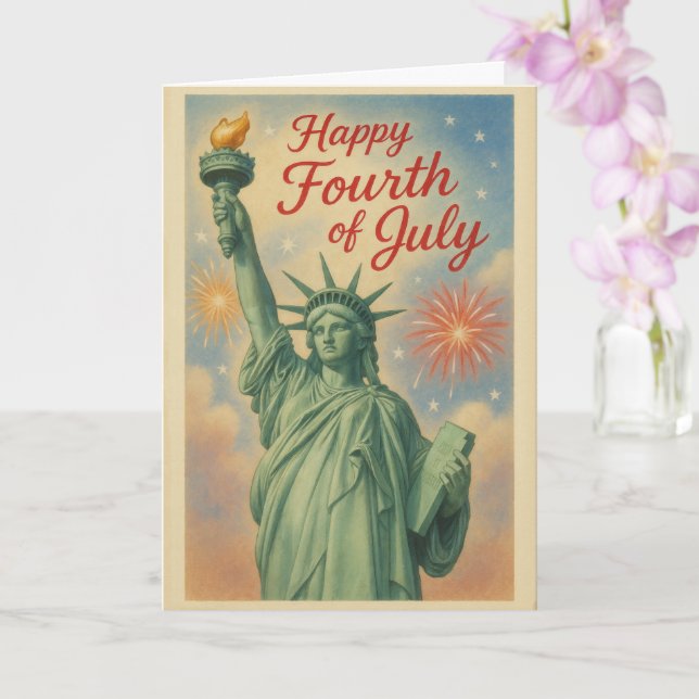Statue of Liberty Fireworks Card (Orchid)
