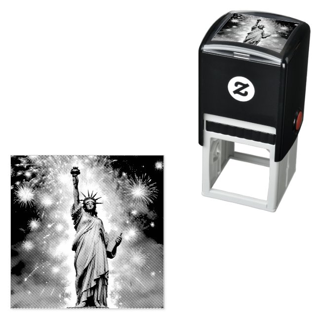 Statue Of Liberty Fireworks Independence Day, Self-inking Stamp (In Situ)