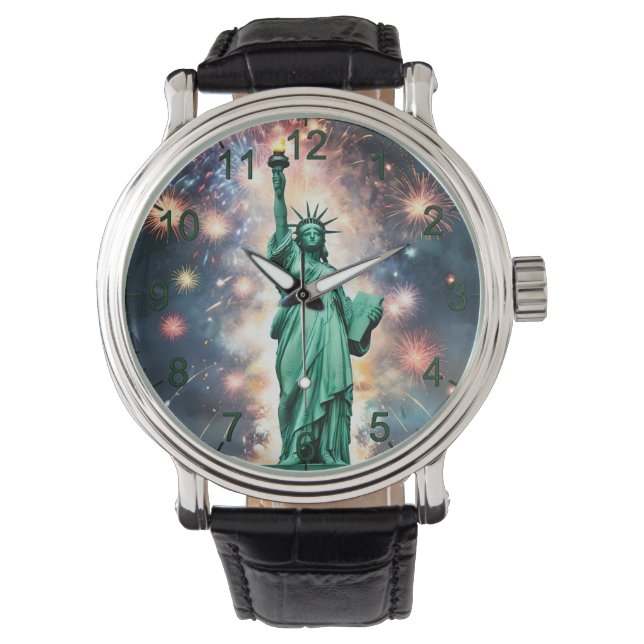 Statue Of Liberty Fireworks Independence Day, Watch (Front)