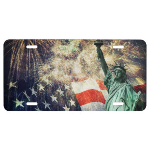 Statue of Liberty & Fireworks License Plate