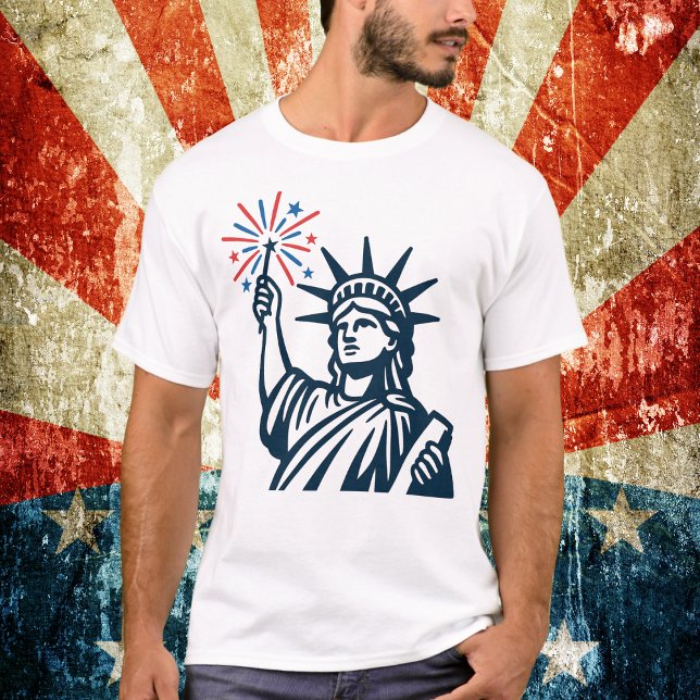 Statue of Liberty Fireworks Patriotic T-Shirt (Creator Uploaded)
