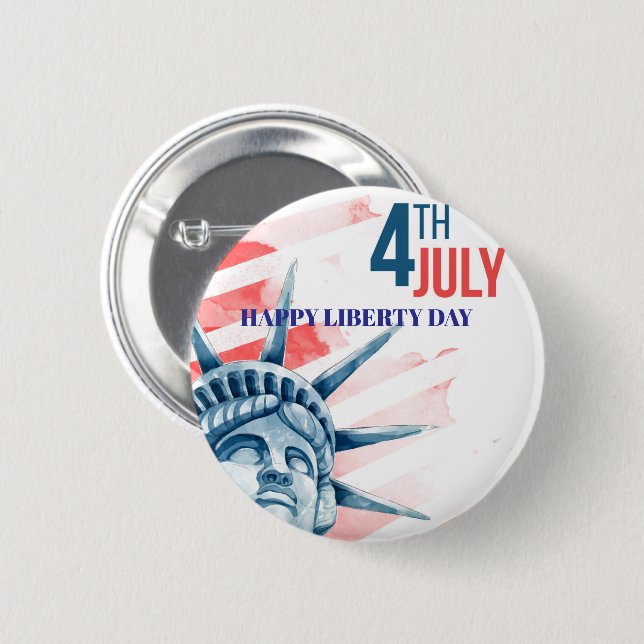 Statue of Liberty Fourth July Custom  Button (Front & Back)