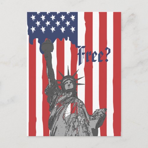 Statue of Liberty Freedom Melting American Flag Postcard