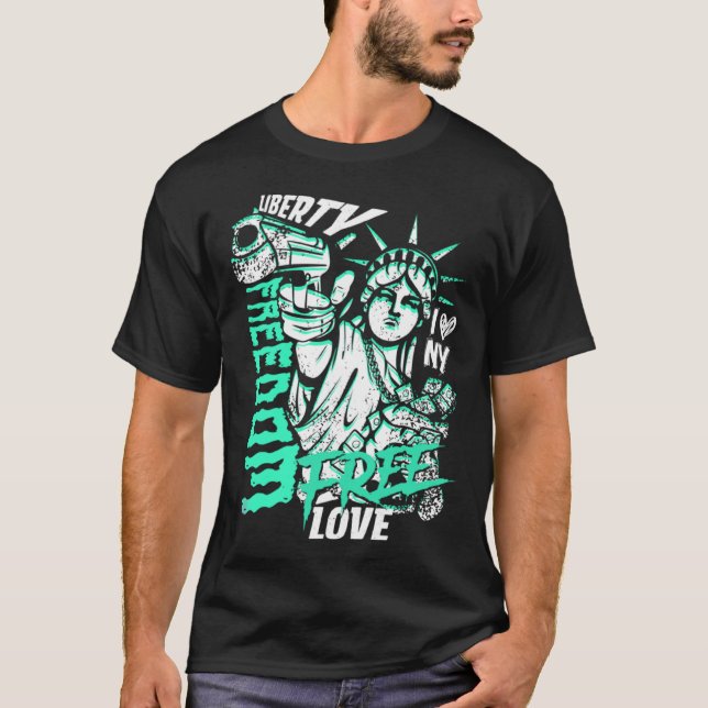 Statue Of Liberty Freedom Money USA Graffiti T-Shirt (Front)