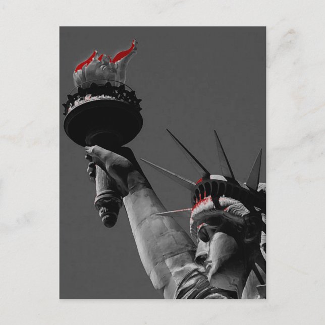 Statue of Liberty Gray Red Pop Art Post Card (Front)