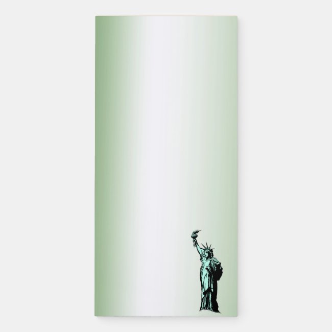 Statue of Liberty Green Magnetic Fridge Notepad