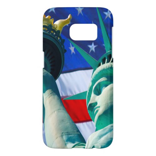 Statue Of Liberty Holding Torch US Flag Background Samsung Galaxy S7 Case