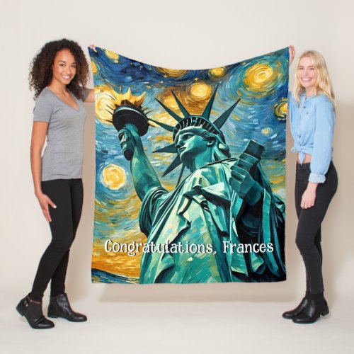 Statue of Liberty Impressionism Fleece Blanket