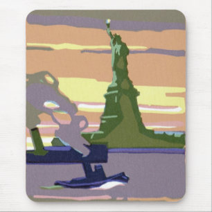 Statue of Liberty in New York City, Vintage Travel Mouse Pad