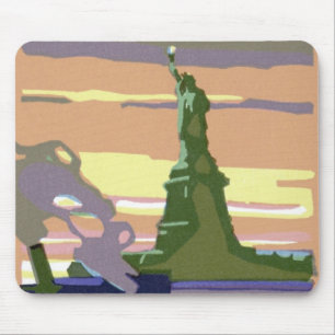 Statue of Liberty in New York City, Vintage Travel Mouse Pad