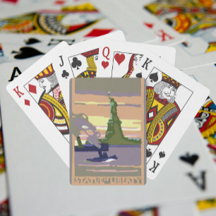 Statue of Liberty in New York City, Vintage Travel Poker Cards