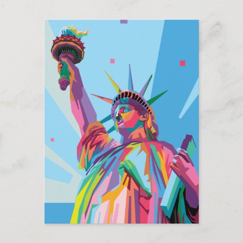 Statue of Liberty in New York Colorful Pop Art Postcard