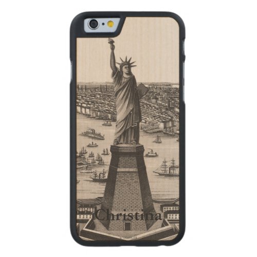 Statue Of Liberty In New York Harbor Carved Maple iPhone 6 Slim Case