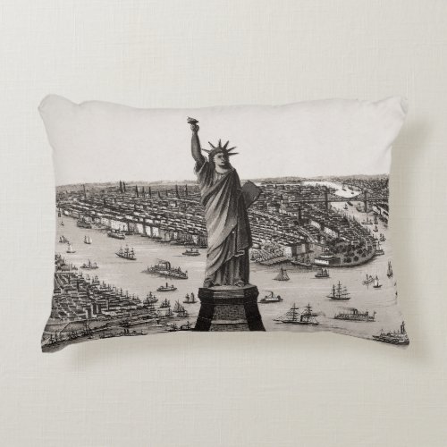 Statue Of Liberty In New York Harbor Decorative Pillow
