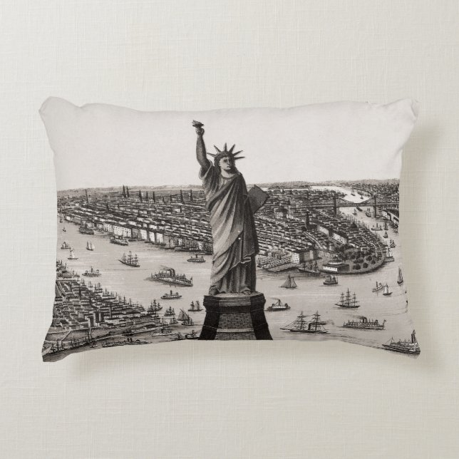 Statue Of Liberty In New York Harbor Decorative Pillow (Front)