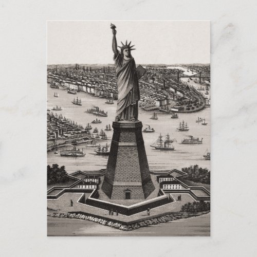 Statue Of Liberty In New York Harbor Postcard