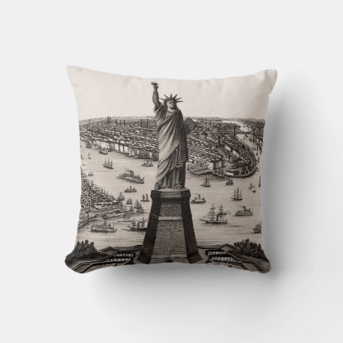 Statue Of Liberty In New York Harbor Throw Pillow