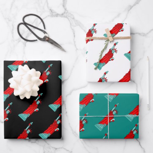 Statue of Liberty in Santa costume Christmas Wrapping Paper Sheets