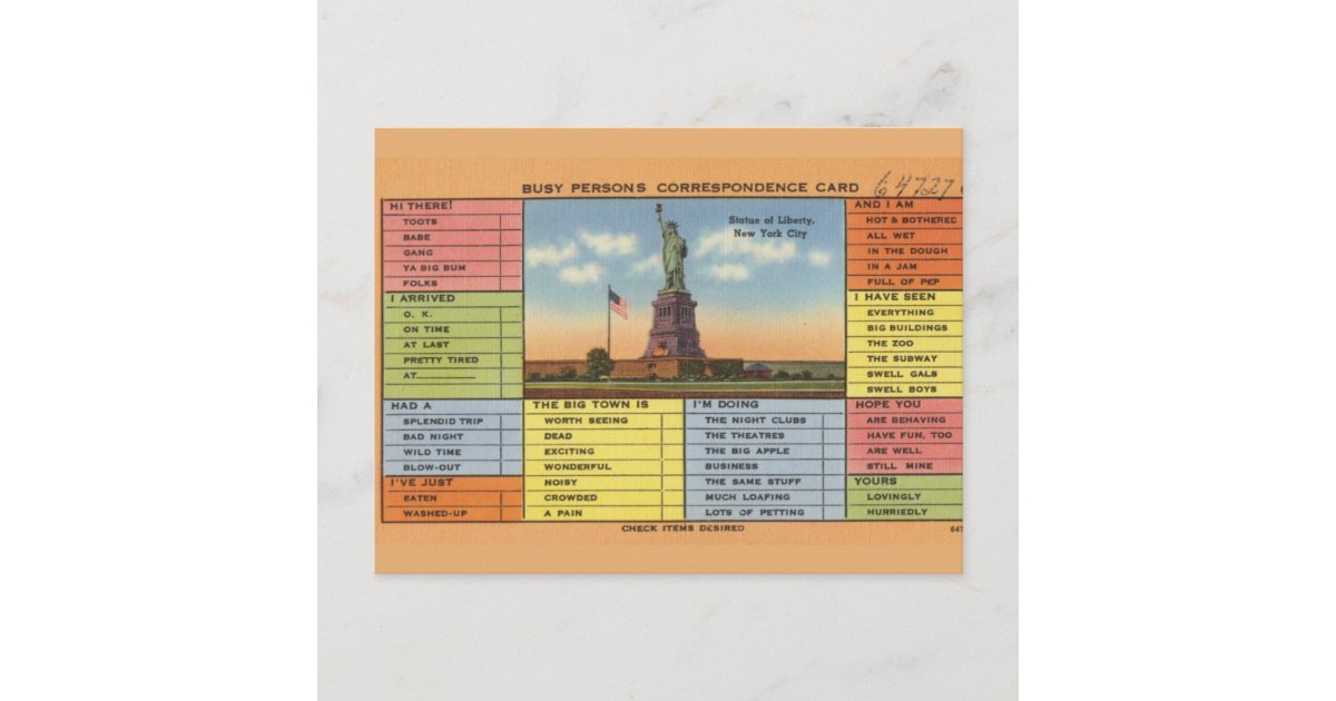 Statue of Liberty Joke Postcard Zazzle