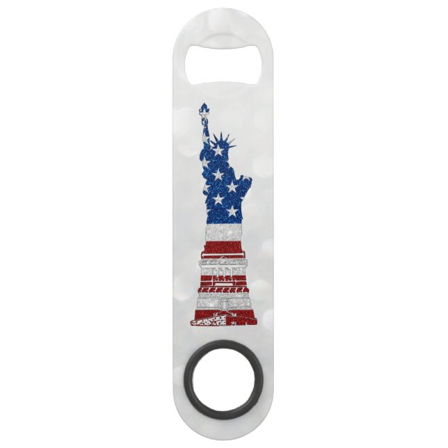 Statue Of Liberty July 4th Glitter Bar Key (Front)