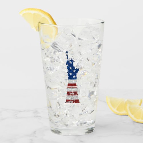 Statue Of Liberty July 4th Glitter Glass